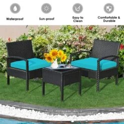 Tangkula 3 Pieces Patio Set Outdoor Wicker Rattan Furniture W/ Cushions Turquoise 10 Tangkula 3 Pieces Patio Set Outdoor Wicker Rattan Furniture W/ Cushions Turquoise -Tangkula Shop GUEST 7104e225 1045 42c0 ad8e eb297d8d03cb