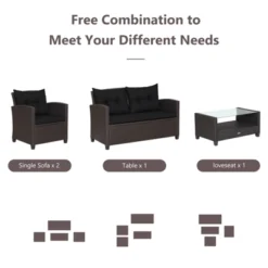 Tangkula 4-Piece Patio Rattan Furniture Set with Cushioned Loveseat and Storage Table -Tangkula Shop GUEST 710ebc64 0244 456f bb7b 7844bae1971e