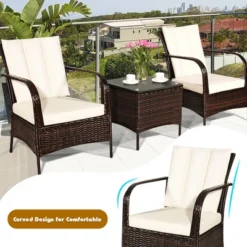 Tangkula 3-Piece Outdoor Rattan Conversation Set with Cushions and Coffee Table -Tangkula Shop GUEST 71431f7d d2f8 4f1c a5f8 b3f5c540092f