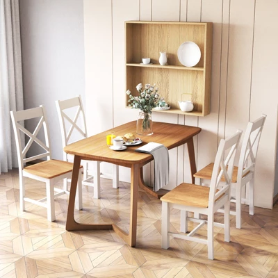 Tangkula Modern Wooden Dining Chairs Set Of 4 W/ High Back Rubber Wood Frame Armless 1 Tangkula Modern Wooden Dining Chairs Set Of 4 W/ High Back Rubber Wood Frame Armless