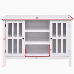 Tangkula Wood TV Stand Free Standing Storage Console Cabinet For 50” TV White/Walnut -Tangkula Shop GUEST 71be0fc3 530b 48e4 9dd8 227f3e29c227