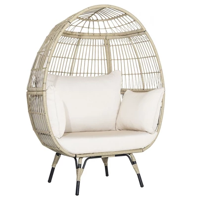 Tangkula Patio Rattan Oversized Wicker Egg Chair Stationary Lounge Basket W/ 4 Soft Cushions 10 Tangkula Patio Rattan Oversized Wicker Egg Chair Stationary Lounge Basket W/ 4 Soft Cushions - Image 10