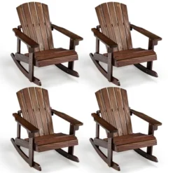 Tangkula 4PCS Kid Adirondack Rocking Chair Outdoor Solid Wood Slatted Seat Backrest -Tangkula Shop GUEST 721e6c7a 19d7 484b b79a c378c992839a