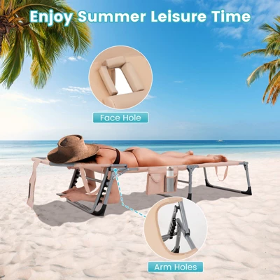 Tangkula 2PCS Beach Lounge Chair Reclining Chair With 5 Adjustable Positions Detachable Pillow &Hand Ropes Blue/Black/Gray/Turquoise/Beige/Pink 7 Tangkula 2PCS Beach Lounge Chair Reclining Chair With 5 Adjustable Positions Detachable Pillow &Hand Ropes Blue/Black/Gray/Turquoise/Beige/Pink - Image 7