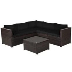 Tangkula 6 PCS Patio Rattan Furniture Set Outdoor Wicker Conversation Sofa Set W/Tempered Glass Coffee Table -Tangkula Shop GUEST 727e767e a7f8 40d7 add4 8755ef59748b