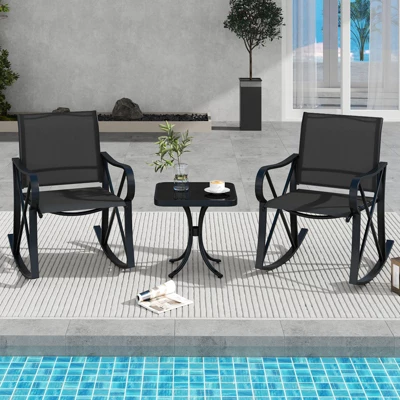 Tangkula 3 Piece Patio Rocking Set 2 Rocking Chairs W/ Tempered Glass Side Table 1 Tangkula 3 Piece Patio Rocking Set 2 Rocking Chairs W/ Tempered Glass Side Table