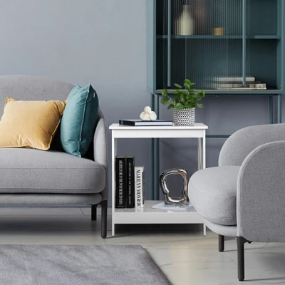 Tangkula Set Of 2 Accent End Table 2-Tier Sofa Side Table Nightstand W/ X-Shaped Frame White 1 Tangkula Set Of 2 Accent End Table 2-Tier Sofa Side Table Nightstand W/ X-Shaped Frame White