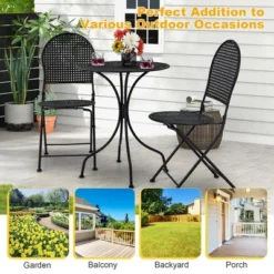 Tangkula 3-Piece Patio Bistro Set - All-Weather Metal Folding Dining Set for 2 -Tangkula Shop GUEST 736ec52c 39c3 428b b2c3 beb5045772cd