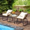 Tangkula 3-Piece Patio Rattan Furniture Set with Armchairs & Coffee Table