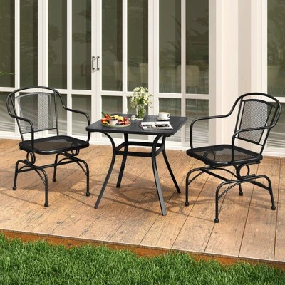Tangkula 4-Piece Patio Rocking Chair Set with Breathable Metal Mesh 4 Tangkula 4-Piece Patio Rocking Chair Set with Breathable Metal Mesh - Image 4