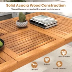 Tangkula Outdoor Acacia Wood Dining Table For 8 People 79” X 35” Rectangular Patio Bistro Table With Built-in Umbrella Hole Picnic Table For Porch -Tangkula Shop GUEST 73f73539 893c 43ec 9e82 d576b7b2c957