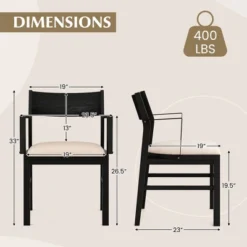 Tangkula Dining Chair W/ Arms Set Of 2 Modern Kitchen Chairs & Contoured Backrest Black & Beige -Tangkula Shop GUEST 748a3537 2dd0 46d6 9ced fb31fb7fb5fe