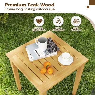 Tangkula 2-Piece Teak Wood Nesting Tables - Space-Saving Outdoor Side Tables 5 Tangkula 2-Piece Teak Wood Nesting Tables - Space-Saving Outdoor Side Tables - Image 5