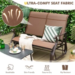 Tangkula 2-Person Outdoor Glider Chair Patio Rocking Lounge Chair W/ Breathable Fabric -Tangkula Shop GUEST 74cc32f5 4e5d 435d 8973 a15984ee42d8