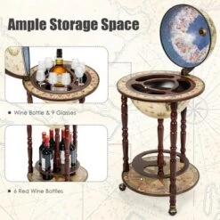 Tangkula 17" Wood Globe Bar Stand 16th Century Italian Rack Drinks Bottle Shelf Cart 14 Tangkula 17" Wood Globe Bar Stand 16th Century Italian Rack Drinks Bottle Shelf Cart -Tangkula Shop GUEST 74eb5236 46d3 449c 9207 d805d311da74