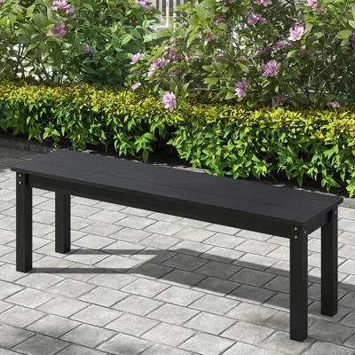 Tangkula 2PCS 55" HDPE Outdoor Bench Weatherproof Backless Patio Garden Bench 2 Tangkula 2PCS 55" HDPE Outdoor Bench Weatherproof Backless Patio Garden Bench - Image 2