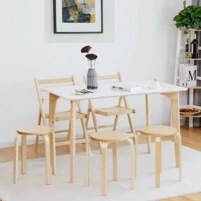 Tangkula 4-set Stacking Stool Birch Natural Wood 18" Round Dining Chair Backless 1 Tangkula 4-set Stacking Stool Birch Natural Wood 18" Round Dining Chair Backless