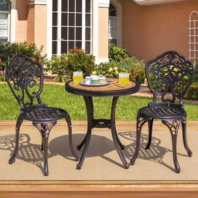 Tangkula 3-Piece Cast Aluminum Bistro Set Outdoor Patio Bistro Table Set Outdoor Round Bistro Table And Chairs For Porch 1 Tangkula 3-Piece Cast Aluminum Bistro Set Outdoor Patio Bistro Table Set Outdoor Round Bistro Table And Chairs For Porch