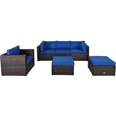 Tangkula 6-Piece Modular Rattan Patio Furniture Set with Cushioned Sofa and Ottoman 8 Tangkula 6-Piece Modular Rattan Patio Furniture Set with Cushioned Sofa and Ottoman - Image 8