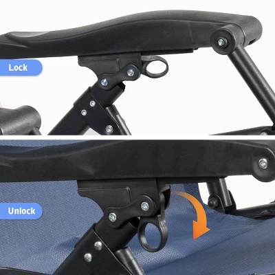 Tangkula Oversized Zero Gravity Lounge Chair - Navy Blue Folding Recliner 4 Tangkula Oversized Zero Gravity Lounge Chair - Navy Blue Folding Recliner - Image 4