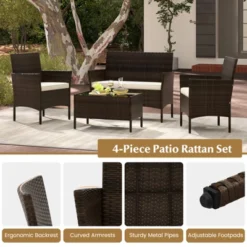 Tangkula 8 Piece Patio Rattan Conversation Set Outdoor Wicker Furniture Set W/ Chair Loveseat & Tempered Glass Table Beige/Black/Gray/Navy/Turquoise -Tangkula Shop GUEST 7617a0c4 1d5d 4f3f b0b5 b7a3abe636ba