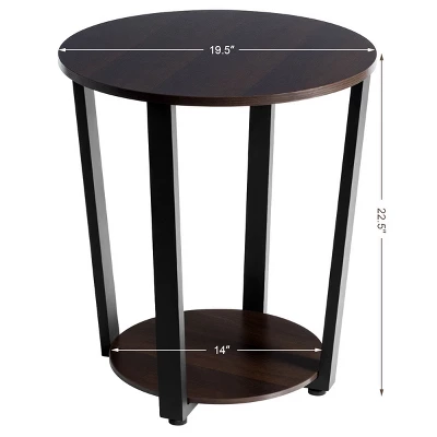 Tangkula 2-Tier Industrial Round End Table Metal Sofa Side Table W/ Storage Shelf 2 Tangkula 2-Tier Industrial Round End Table Metal Sofa Side Table W/ Storage Shelf - Image 2