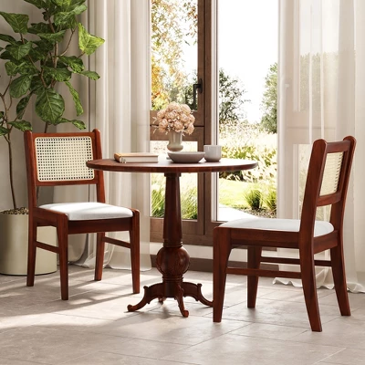 Tangkula 2PCS Rattan Dining Chairs Upholstered Kitchen Chairs W/ Rubber Wood Frame 1 Tangkula 2PCS Rattan Dining Chairs Upholstered Kitchen Chairs W/ Rubber Wood Frame