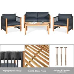 Tangkula 8-Piece Acacia Wood Outdoor Furniture Set with Cushioned Sofa and Nylon Rope Armrest -Tangkula Shop GUEST 76a988f4 0e3d 4888 832c 2f13dd6a6e82