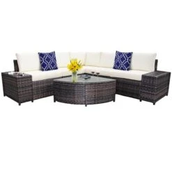 Tangkula 6-Piece Outdoor Rattan Conversation Set Sectional Sofa Set With Arc-Shaped Table 11 Tangkula 6-Piece Outdoor Rattan Conversation Set Sectional Sofa Set With Arc-Shaped Table -Tangkula Shop GUEST 76ba1243 d7c5 4f44 b9d4 e08e5347a79c
