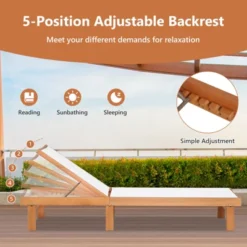 Tangkula 1PC/2PCS Outdoor Chaise Lounge Chair, Eucalyptus Wood Recliner W/ 5-Level Backrest, Breathable & Quick Drying Seat Fabric -Tangkula Shop GUEST 76d7816b f45b 4f75 8dbb 8ffb1c26ff14