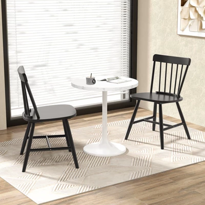 Tangkula Dining Chairs Set Of 4 Farmhouse Kitchen Chair W/ Rubber Wood Frame Wide Seat 2 Tangkula Dining Chairs Set Of 4 Farmhouse Kitchen Chair W/ Rubber Wood Frame Wide Seat - Image 2