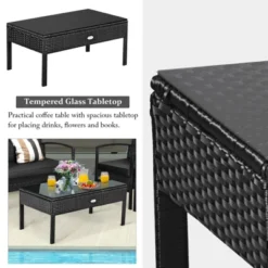 Tangkula Set Of 4 Wicker Patio Conversation Furniture Set Outdoor Rattan Chair And Table Set Patio Furniture Sets W/ Coffee Table & Washable Cushions -Tangkula Shop GUEST 771d97d1 d698 48e0 ad8e 3937693cf572 1