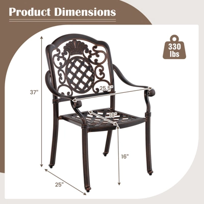 Tangkula 2PCS Cast Aluminum Chairs Outdoor Metal Armchairs W/ Ergonomic Curved Seat Patio 3 Tangkula 2PCS Cast Aluminum Chairs Outdoor Metal Armchairs W/ Ergonomic Curved Seat Patio - Image 3