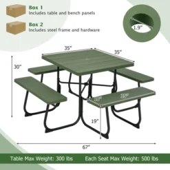 Tangkula 8-Person Square Outdoor Picnic Table Set with 4 Integrated Benches -Tangkula Shop GUEST 776149b2 65d0 4aad 8446 a904b94280f4