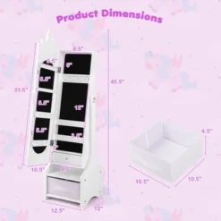 Tangkula Kids Jewelry Cabinet W/ Full-Length Mirror 2 Adjustable Tilt Angles Drawer White 15 Tangkula Kids Jewelry Cabinet W/ Full-Length Mirror 2 Adjustable Tilt Angles Drawer White -Tangkula Shop GUEST 7768181c 1b87 4955 8ee0 ce1b032ca7dc