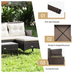 Tangkula 3 PCS Patio Furniture Set Outdoor All Weather Wicker Conversation Set W/Cushioned Ottoman & Side Table -Tangkula Shop GUEST 77a09a90 c55e 4e9d 854b 22b75674fdfa