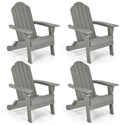 Tangkula 4-Piece Folding Adirondack Chair Set with Cup Holder - Weather Resistant Patio Seating 9 Tangkula 4-Piece Folding Adirondack Chair Set with Cup Holder - Weather Resistant Patio Seating - Image 9