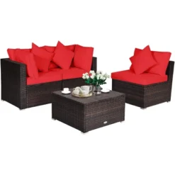 Tangkula 4-Piece Outdoor Rattan Sectional Sofa Set with Ottoman -Tangkula Shop GUEST 784a0625 e0de 4630 ad32 3adfc38eb40f