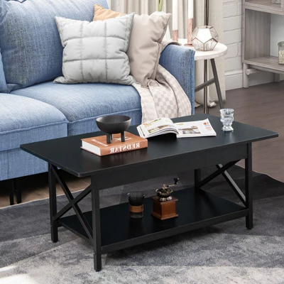 Tangkula Coffee Table Industrial 2-Tier W/ Storage Shelf &Storage Shelf For Living Room 2 Tangkula Coffee Table Industrial 2-Tier W/ Storage Shelf &Storage Shelf For Living Room - Image 2