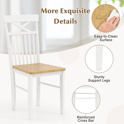 Tangkula Farmhouse Dining Chair Set Of 4 Wooden Kitchen Chair W/ Rubber Wood Frame 5 Tangkula Farmhouse Dining Chair Set Of 4 Wooden Kitchen Chair W/ Rubber Wood Frame - Image 5