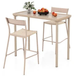 Tangkula 3 Pieces Patio Bar Table Set Outdoor Bar Height Table & 2 Armless Chairs -Tangkula Shop GUEST 78dc10a9 374a 48bf 877e 30798ed82620