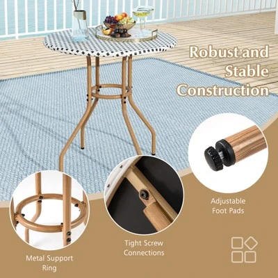 Tangkula 27.5" Outdoor PE Rattan Bistro Table with Heavy Duty Metal Frame 6 Tangkula 27.5" Outdoor PE Rattan Bistro Table with Heavy Duty Metal Frame - Image 6