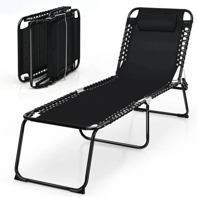 Tangkula Foldable Beach Chaise Lounge Chair with Adjustable Pillow & 4-Position Recline 9 Tangkula Foldable Beach Chaise Lounge Chair with Adjustable Pillow & 4-Position Recline - Image 9