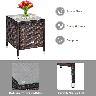 Tangkula 3-Piece Patio Wicker Rattan Furniture Set Conversation Sofa Set W/Coffee Table Grey 3 Tangkula 3-Piece Patio Wicker Rattan Furniture Set Conversation Sofa Set W/Coffee Table Grey - Image 3