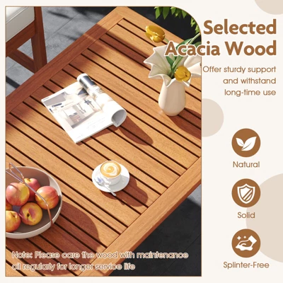 Tangkula 4-Piece Acacia Wood Patio Conversation Set Outdoor Furniture Set W/ 2 Armchairs 7 Tangkula 4-Piece Acacia Wood Patio Conversation Set Outdoor Furniture Set W/ 2 Armchairs - Image 7