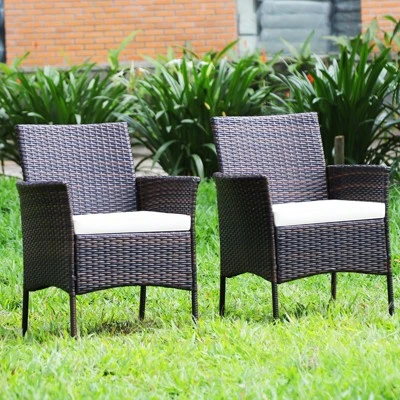 Tangkula 4 PCS Outdoor Rattan Dining Chair Set with Zippered Cushions 5 Tangkula 4 PCS Outdoor Rattan Dining Chair Set with Zippered Cushions - Image 5