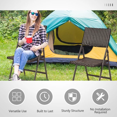 Tangkula 2 PCS Folding Rattan Patio Chairs - Outdoor Wicker Dining 7 Tangkula 2 PCS Folding Rattan Patio Chairs - Outdoor Wicker Dining - Image 7