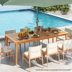 Tangkula Outdoor Acacia Wood Dining Table For 8 People 79” X 35” Rectangular Patio Bistro Table With Built-in Umbrella Hole Picnic Table For Porch -Tangkula Shop GUEST 7ae926a8 1590 48da b0a2 2963dcd3831f