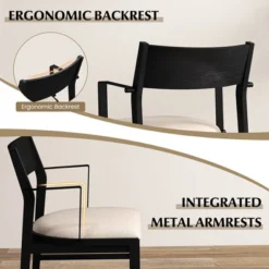 Tangkula Dining Chair W/ Arms Set Of 4 Modern Kitchen Chairs W/ Contoured Backrest Black & Beige -Tangkula Shop GUEST 7affe456 dee2 4044 b288 da2272af6e9b