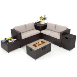 Tangkula 6-Piece Outdoor Rattan Sectional Sofa Set with 40,000 BTU Fire Table & Storage Box 15 Tangkula 6-Piece Outdoor Rattan Sectional Sofa Set with 40,000 BTU Fire Table & Storage Box -Tangkula Shop GUEST 7b07a225 bbee 44a5 a7e8 0a18b12e2f47